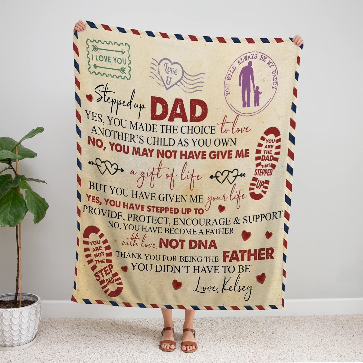 Personalized To My Step Dad, Bonus Dad Father's Day Blanket