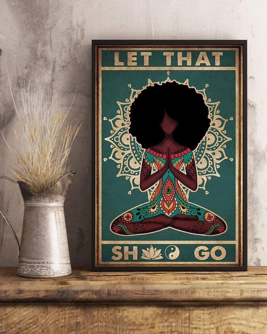 Hippie Girl Let That Yoga Black Women Vintage Hippie Poster, Canvas