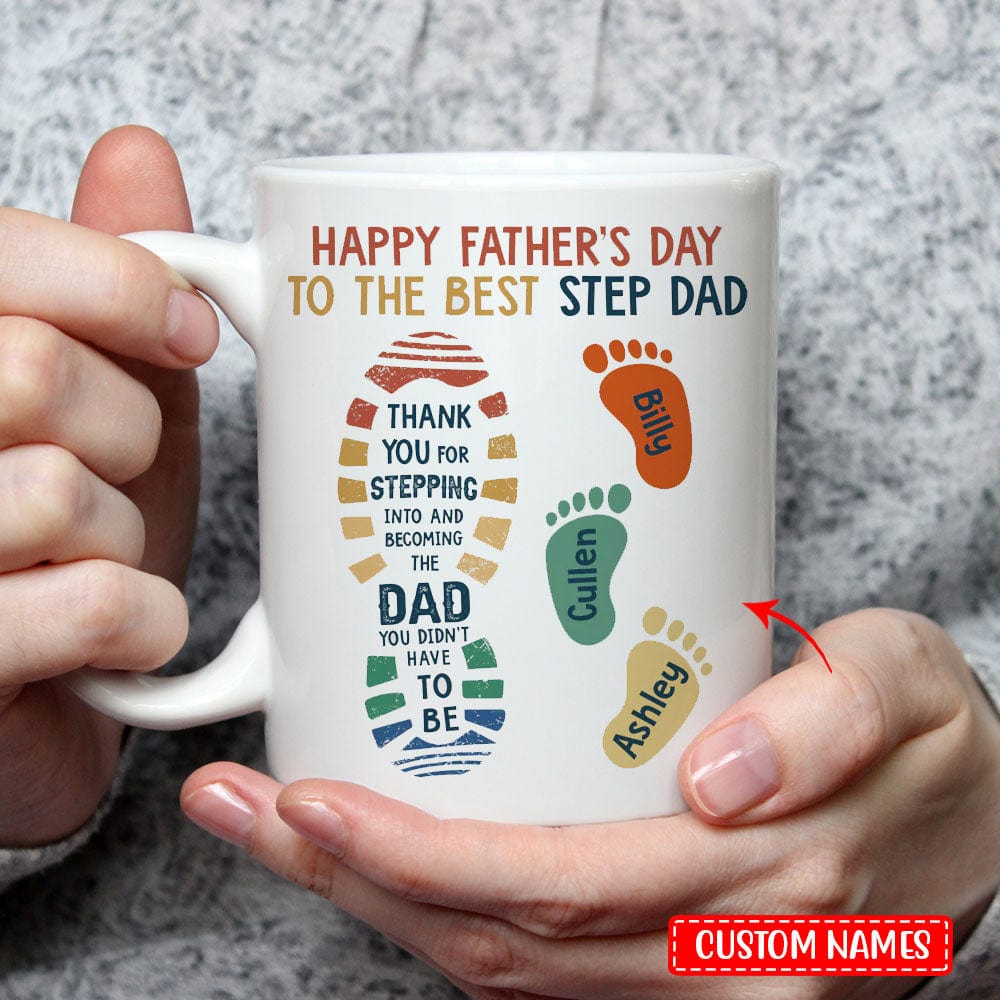 Personalized Happy Father's Day To The Best Step Dad Mugs, Cup