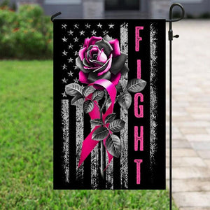 Pink Ribbon Rose, Fight For Breast Cancer Awareness Flag, House & Garden Flag