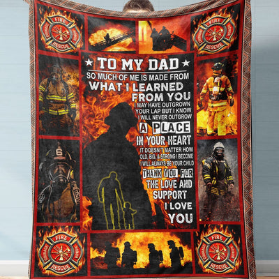 To My Firefighter Dad Father's Day Fleece & Sherpa Blanket