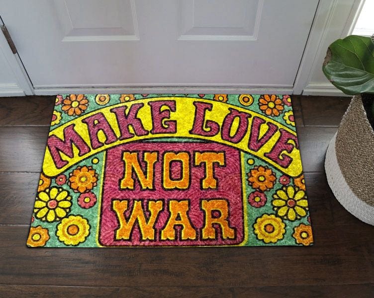 Make Love Not War Hippie Doormat