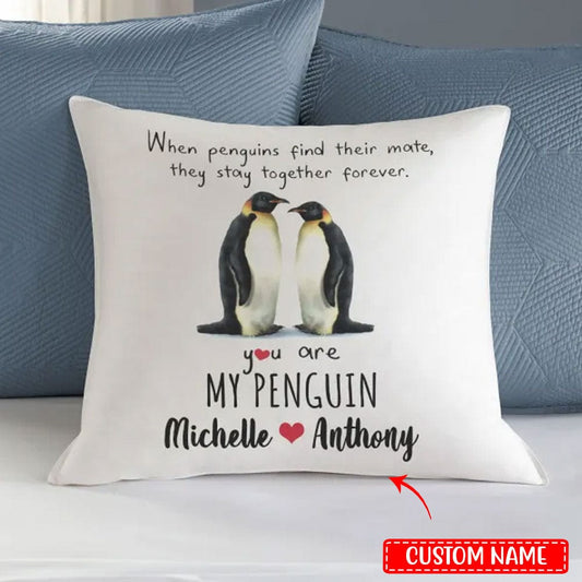 Almohada personalizada "Eres mi pingüino"
