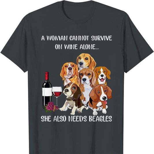 Una mujer no puede sobrevivir sólo con vino, también necesita camisetas de Beagle