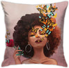 African American Girl With Flowers And Butterflies Pillow