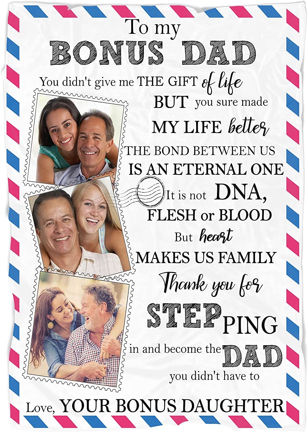 Personalized To My Bonus Dad, Step Dad Father's Day Blanket