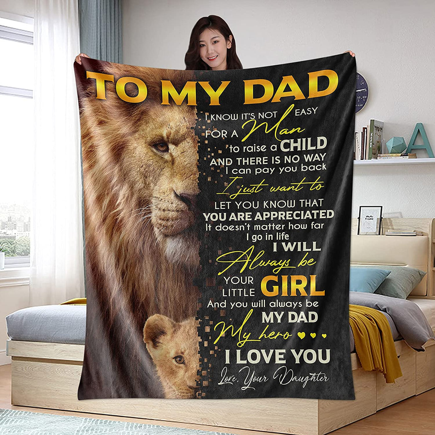 Lion To My Dad Gift From Daughter Father's Day Blanket