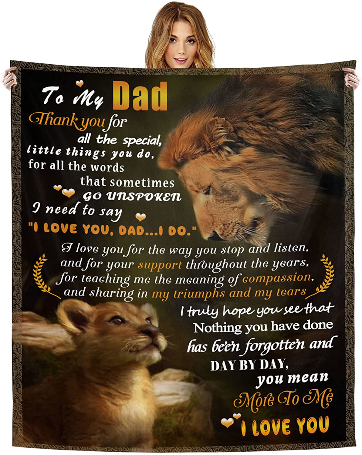 To My Dad Lion Father's Day Blanket