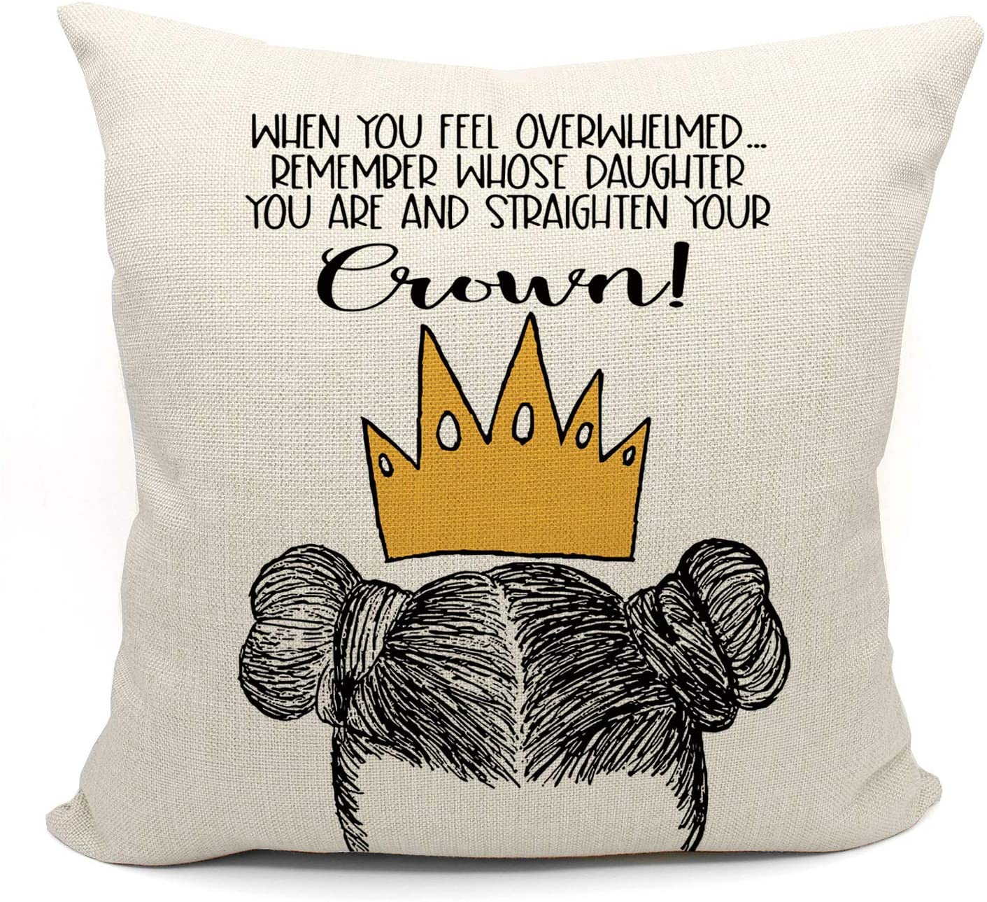 Mujer afroamericana, niña, americana, con almohada de corona