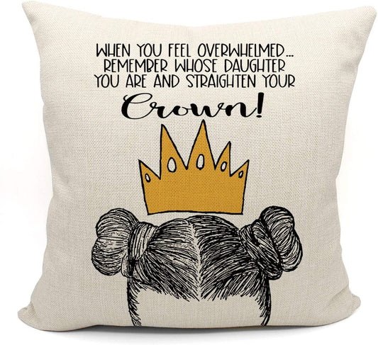 Mujer afroamericana, niña, americana, con almohada de corona