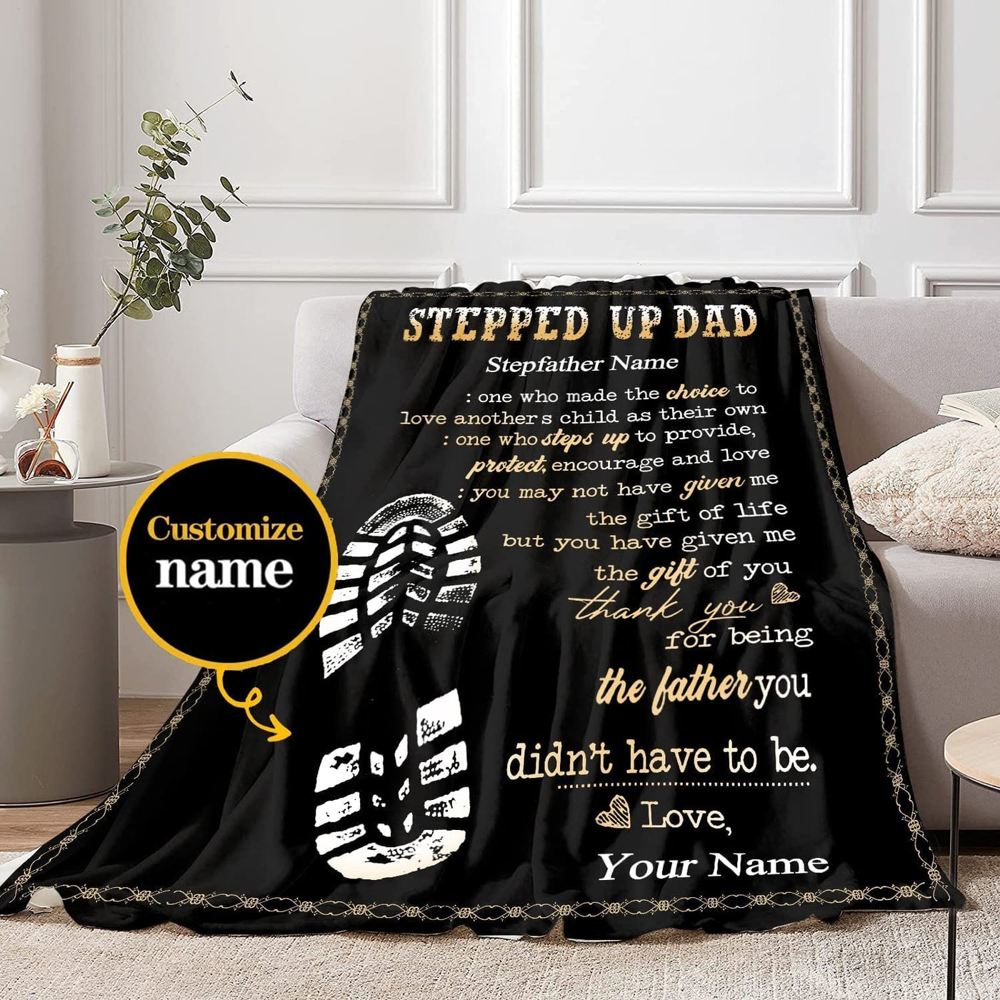 Personalized To My Step Dad, Bonus Dad Father's Day Blanket