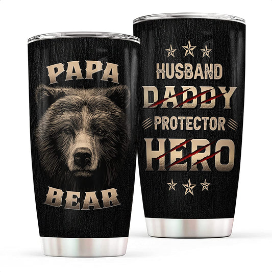 Vaso para el Día del Padre, Papá Oso, Esposo, Héroe y Protector