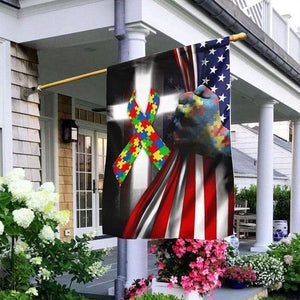 Puzzle Piece & Ribbon Autism American Awareness Flag, House & Garden Flag