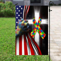 Puzzle Piece & Ribbon Autism American Awareness Flag, House & Garden Flag