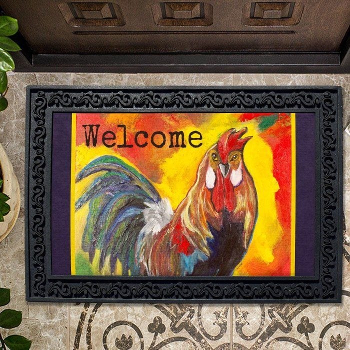 Colorful Rooster Chicken Doormat