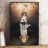 Beagle Poster, Beagle Puppy With Adult Beagle Through Mirror, Beagle Canvas Wall Print Art