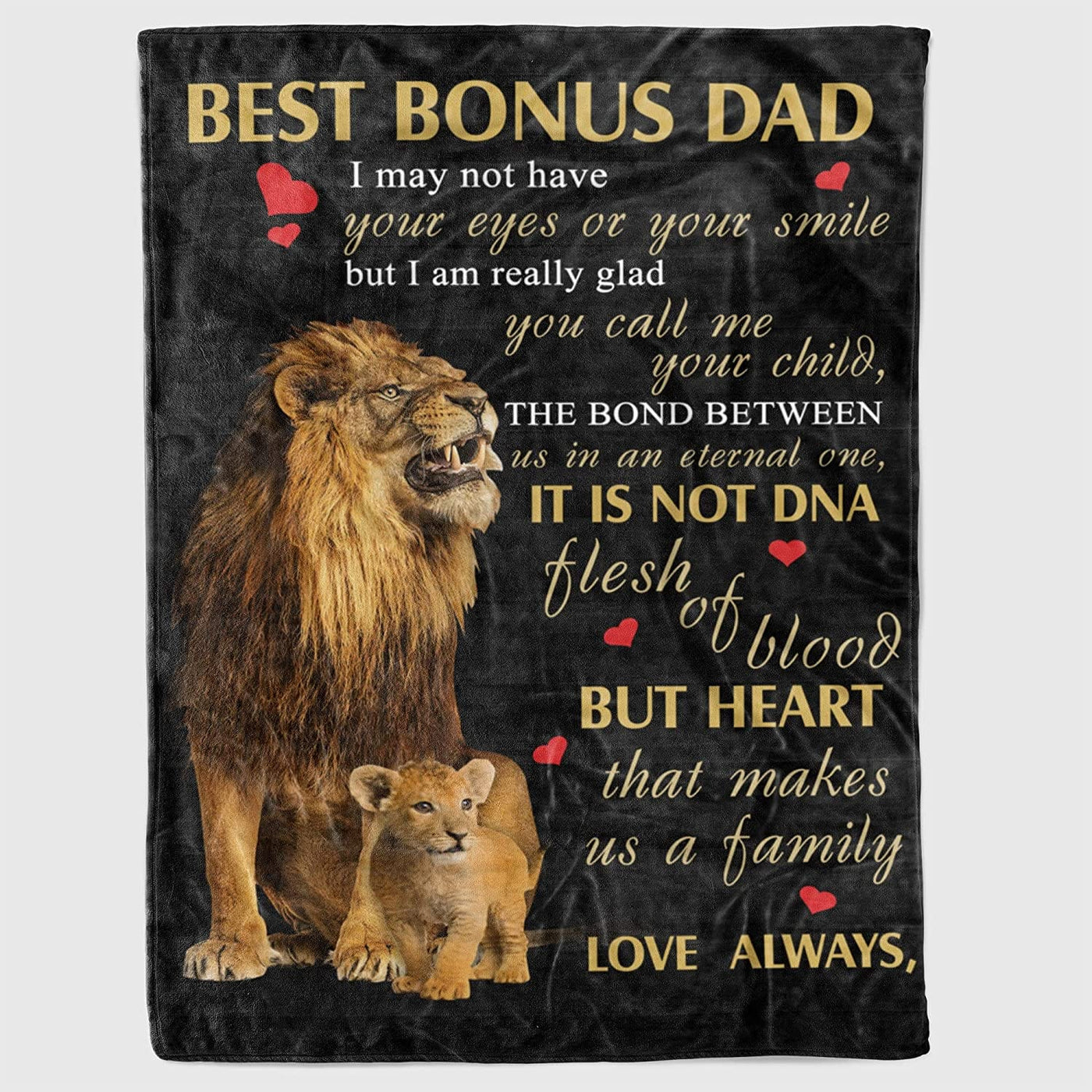 Lion Best Bonus Dad, Stepdad Father's Day Blanket