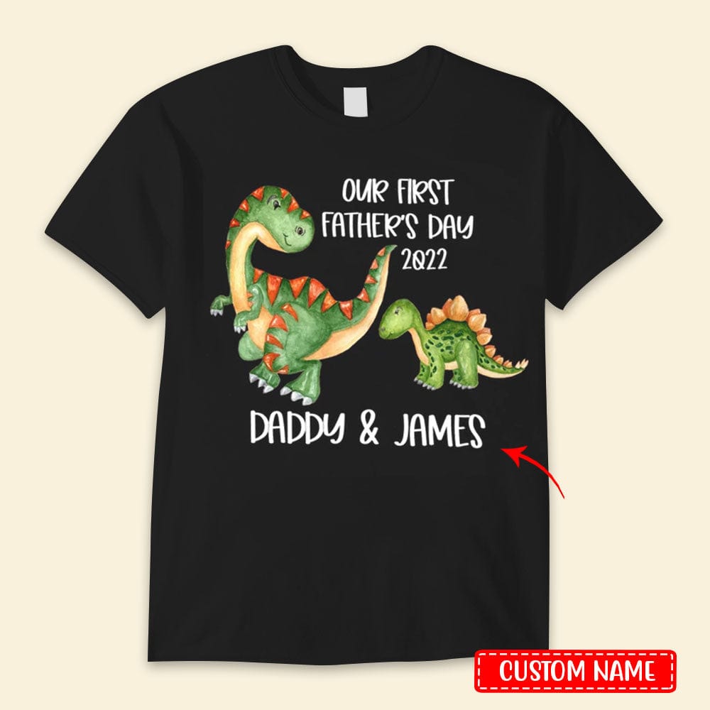 Camisetas personalizadas del primer día del padre con dinosaurios y feliz día del padre