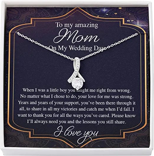 Para mi increíble mamá en el día de mi boda Collar atractivo Regalo para la madre del novio de parte de su hijo: gracias por todas las formas en que te has preocupado Te amo