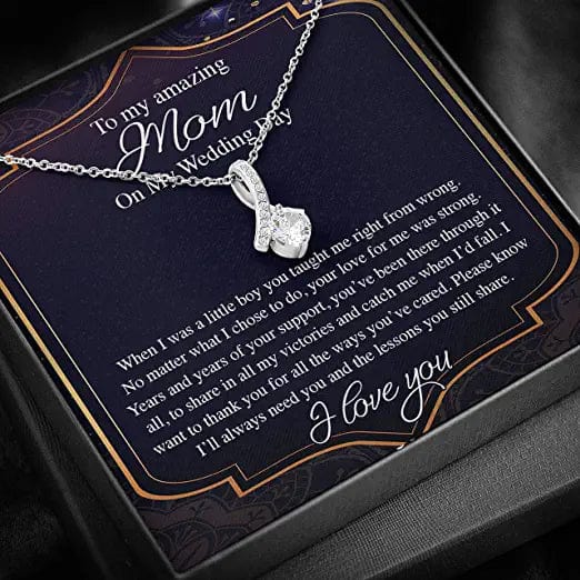 Para mi increíble mamá en el día de mi boda Collar atractivo Regalo para la madre del novio de parte de su hijo: gracias por todas las formas en que te has preocupado Te amo