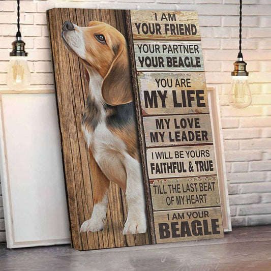 Póster de Beagle, Beagle Soy tu amigo, tu compañero, tu perro, impresión artística de pared en lienzo de Beagle