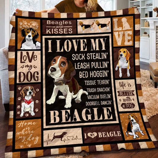 Manta polar y sherpa I Love My Beagle