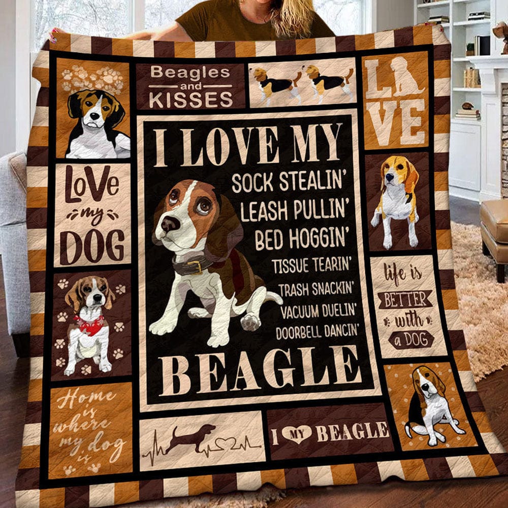 I Love My Beagle Blanket Fleece & Sherpa