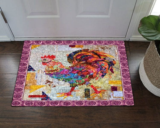 Watercolor Rooster Chicken Doormat