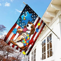 Autism Strong Beagle Dog Flag, Puzzle Piece, Autism American Awareness Flag, House & Garden Flag