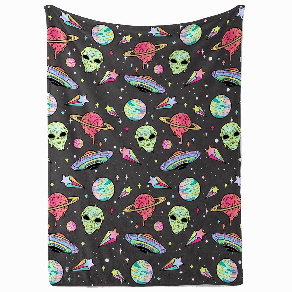 Manta de vellón y sherpa con estampado de extraterrestres