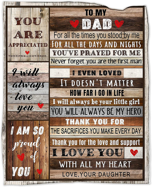 Para mi papá, regalo de mi hija, manta para el día del padre