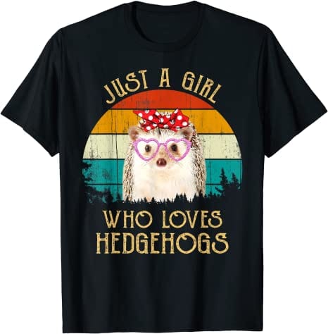 Solo una chica que ama la camiseta retro vintage con erizo al atardecer