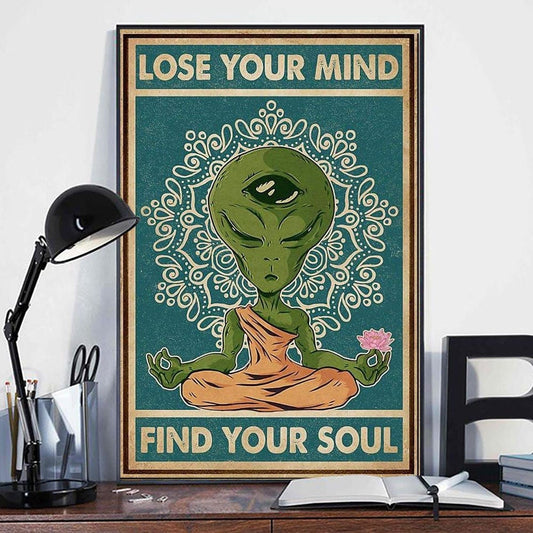 Pierde la cabeza y encuentra tu alma Póster extraterrestre, lienzo