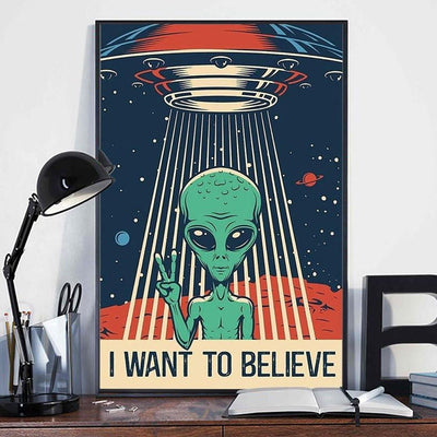 I Want To Believe Alien Poster, Canvas