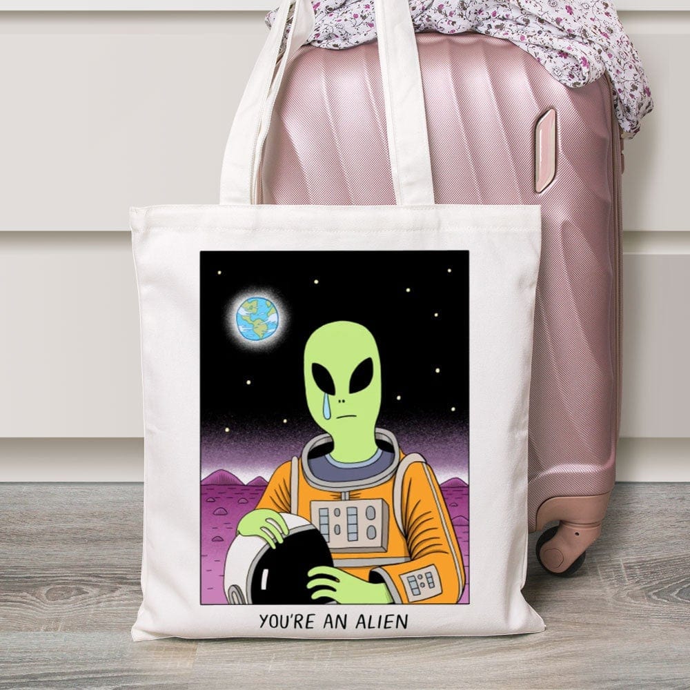 Bolsa de mano con el mensaje "Eres un extraterrestre"