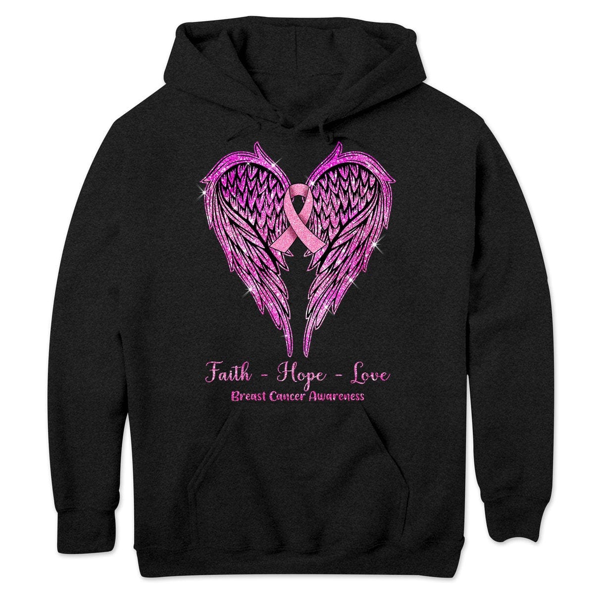 Faith Hope Love, Wings Heart And Ribbon, Breast Cancer Survivor Awareness T Shirt