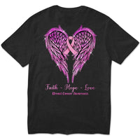 Faith Hope Love Pink Ribbon Wings Breast Cancer Shirt