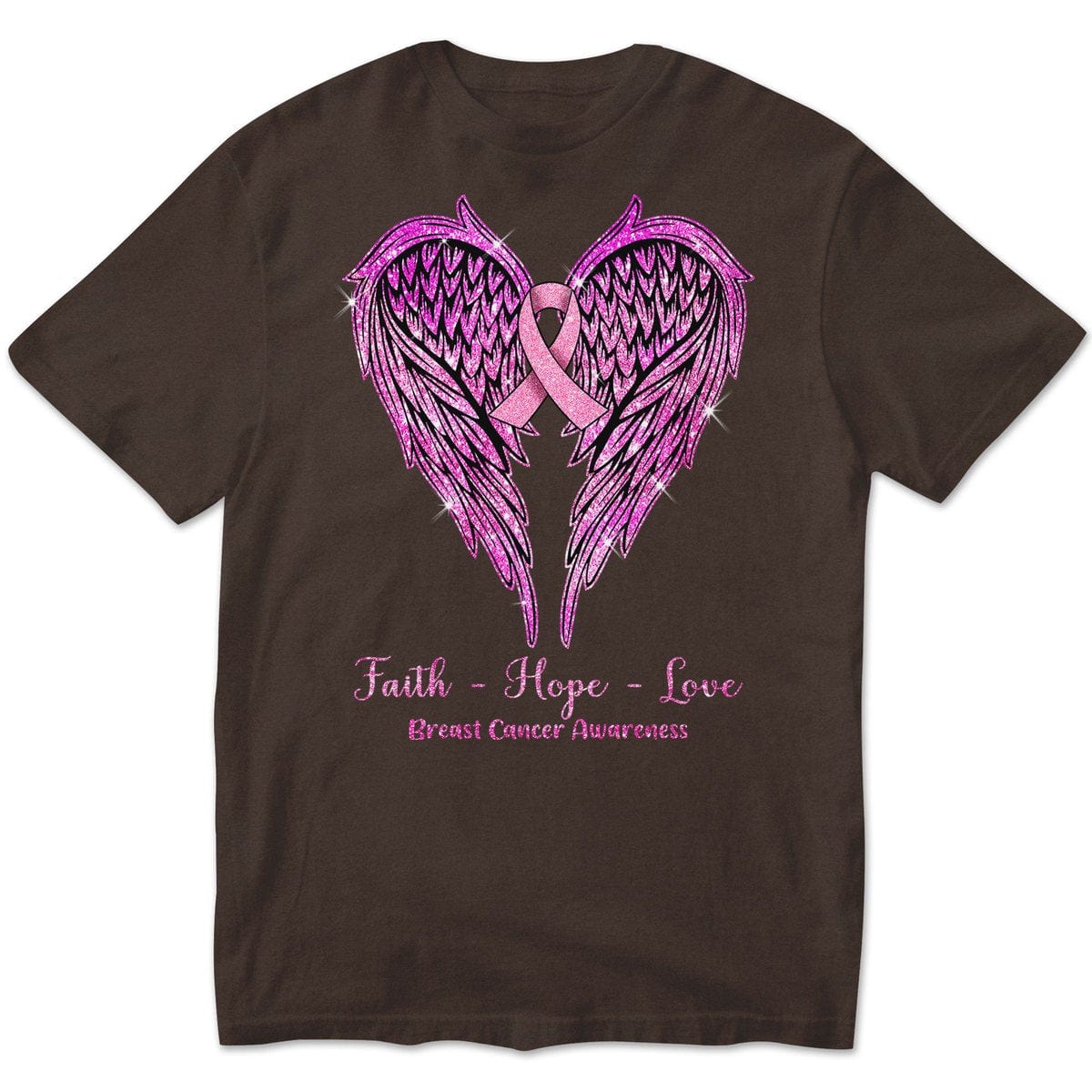 Faith Hope Love, Wings Heart And Ribbon, Breast Cancer Survivor Awareness T Shirt