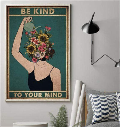 Be Kind To Your Mind Hippie Girl Vintage Hippie Poster, Canvas