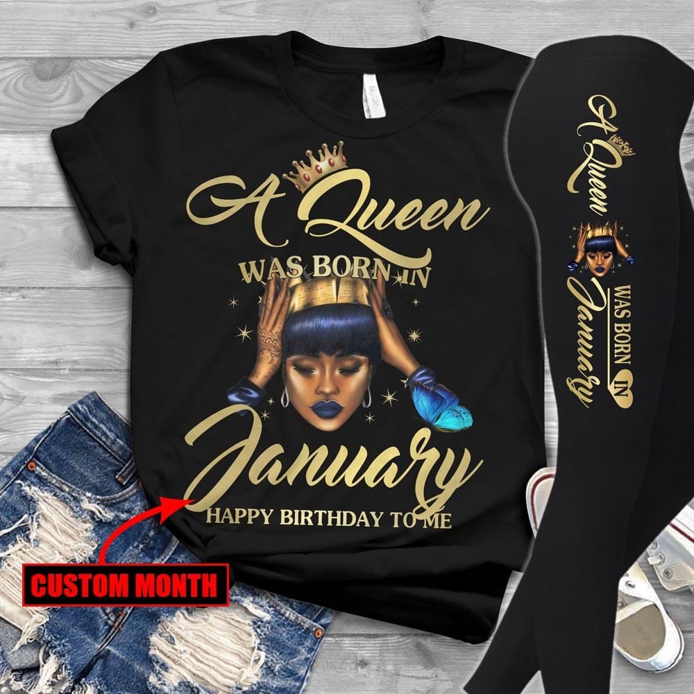 Camisetas de cumpleaños personalizadas "Una reina nació en enero"