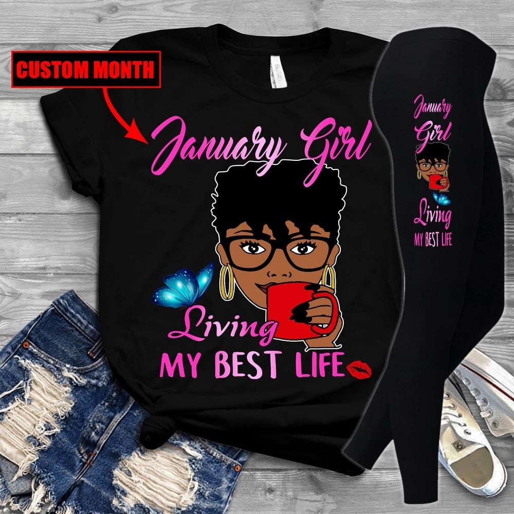 Camisetas de cumpleaños personalizadas para chicas que viven mi mejor vida en enero