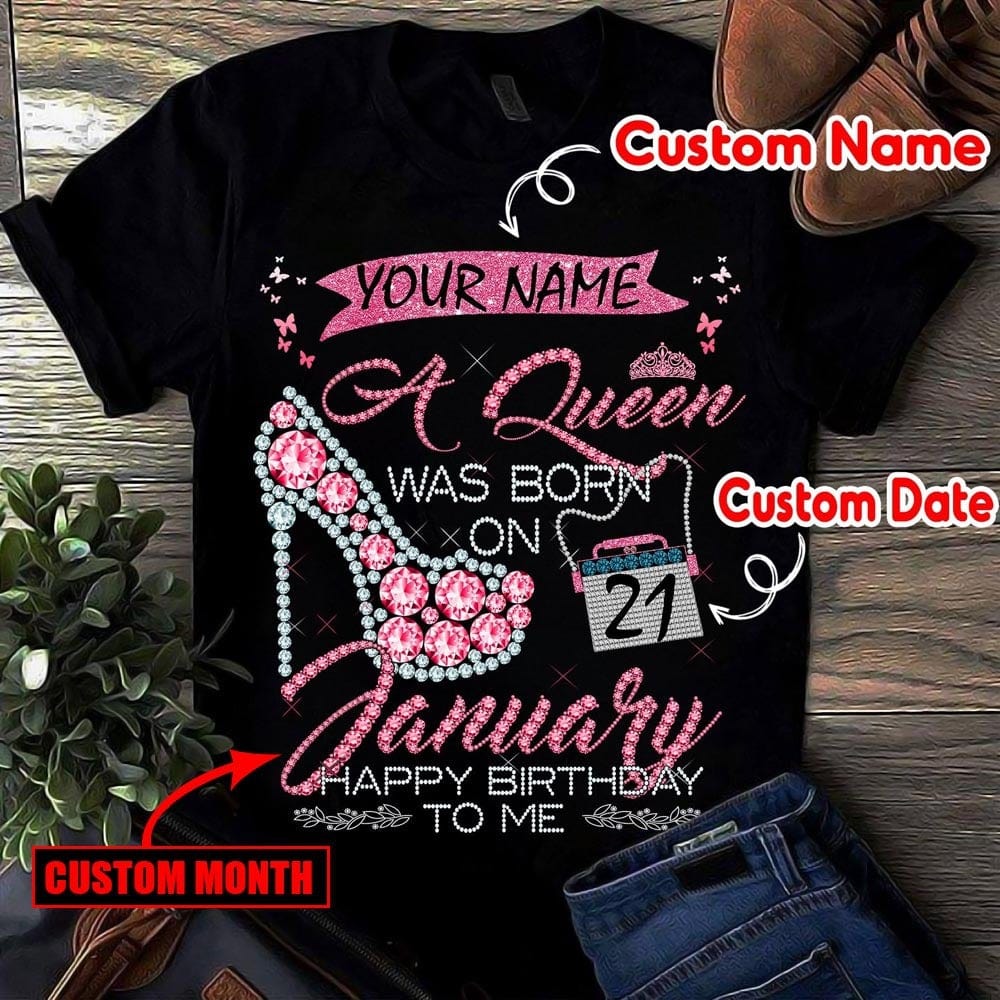 En enero nació una reina Camisetas de cumpleaños personalizadas con tacones altos