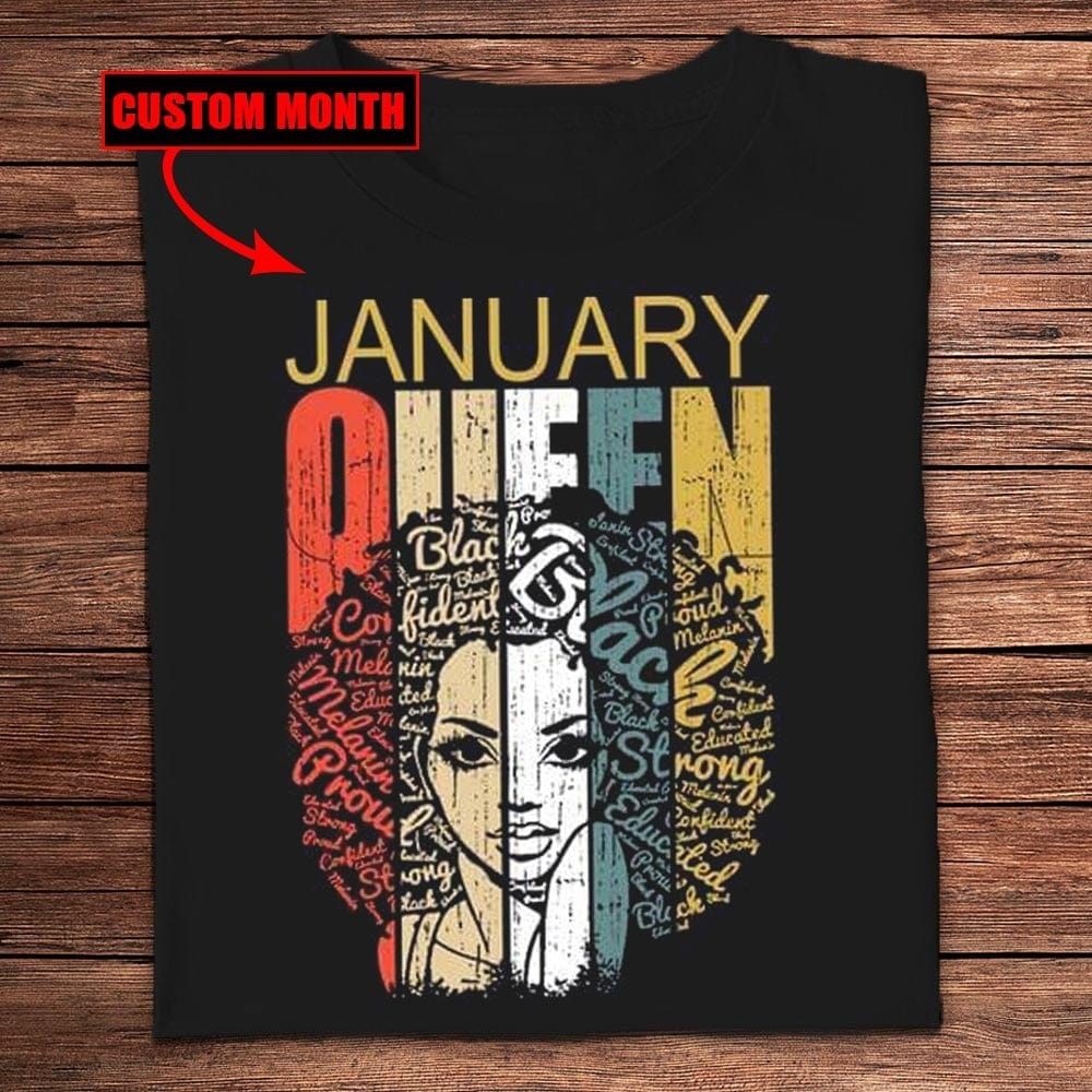 Camisetas de cumpleaños personalizadas para mujeres afroamericanas y negras de la Reina de enero