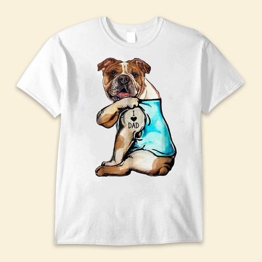 Camisetas con el mensaje "Amo a papá Bulldog"