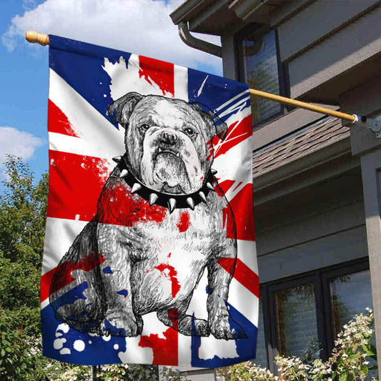 Bandera para casa y jardín con bulldog británico