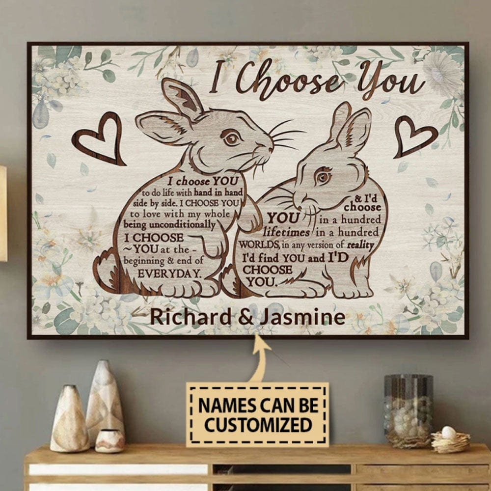 I Choose You Personalized Bunny Poster, Canvas