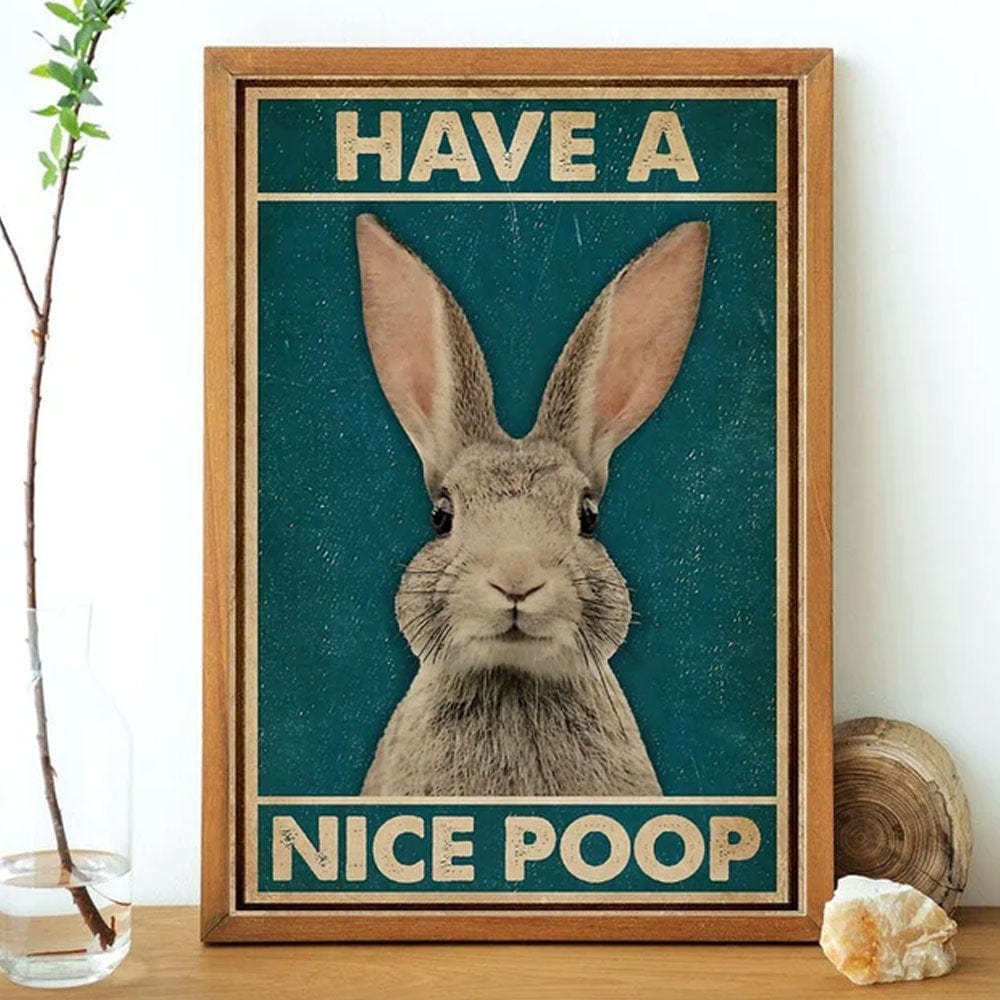 Have A Nice Poop Vintage Bunny Poster, Canvas