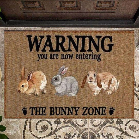 Warning You Are Now Entering The Bunny Zone Doormat
