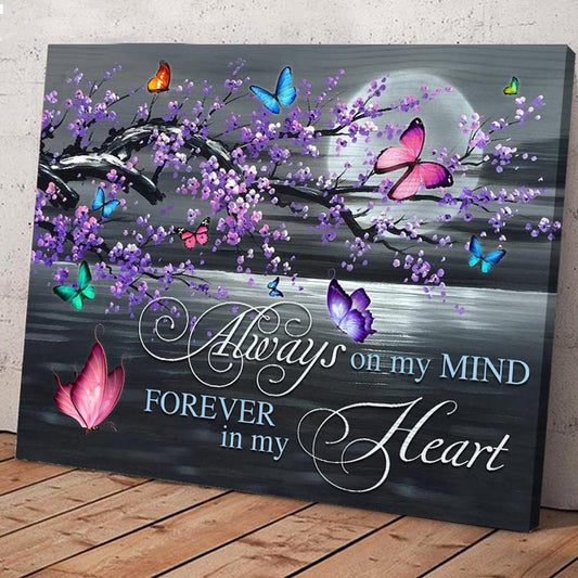 Póster de mariposa conmemorativa Always On My Mind, Forever On My Heart, lienzo