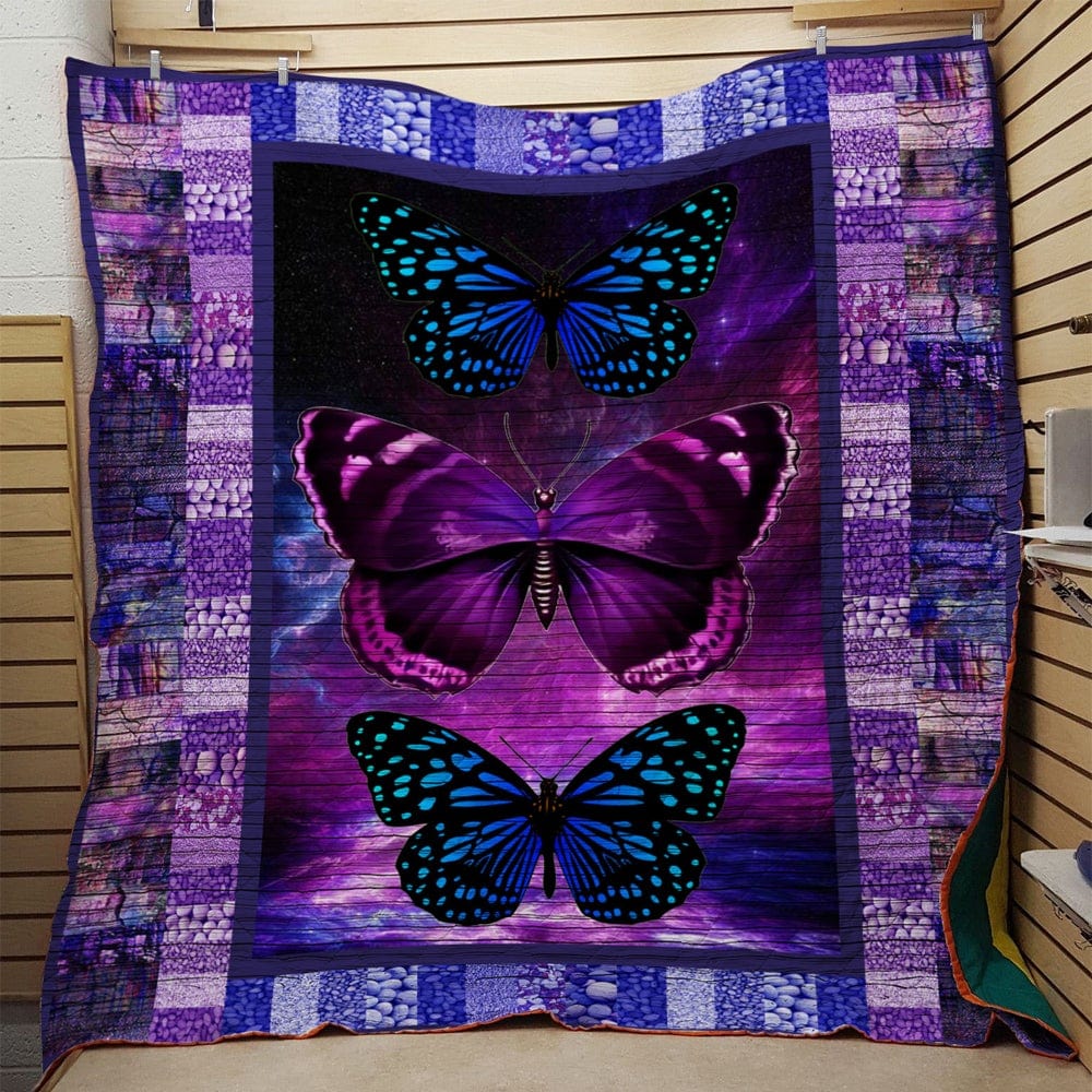 Hermosa manta de mariposa morada de vellón y sherpa